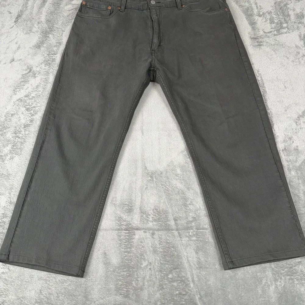 Levis 505 Regular Fit Denim Gray Jeans (38x25 CUSTOM) White Tab Straight Stretch